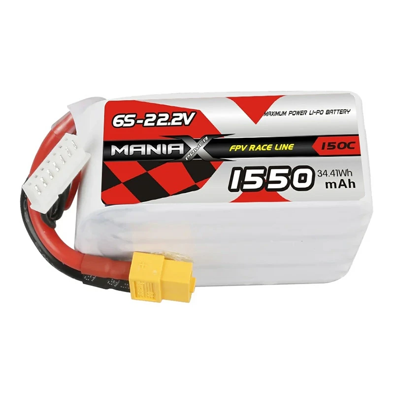 6S-22.2V 1550mAh 150C FPV Racing Lipo-batteri